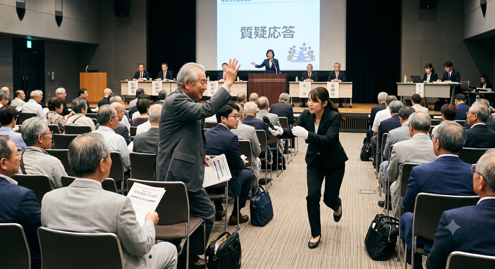 株主総会の質疑応答対応の様子